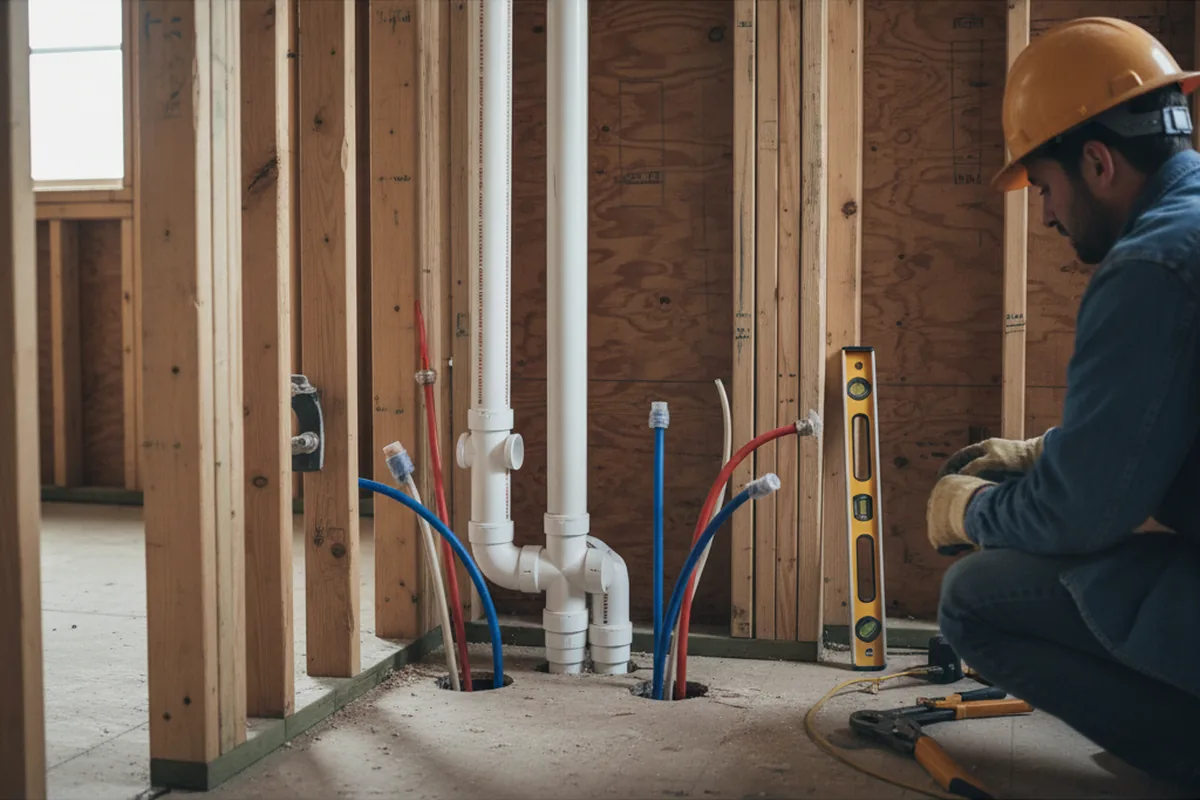 Drain and supply rough-in during Drain Cleaning in Avon