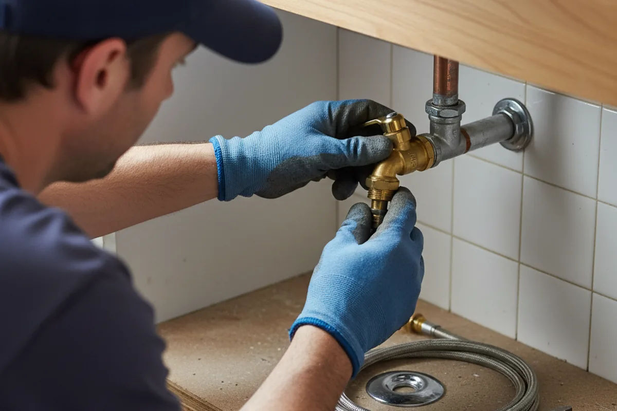 Shutoff valve and fitting work during Burst Pipe Repair in Avon